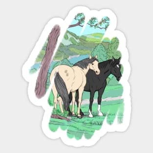 Painted Wild Horses Sticker